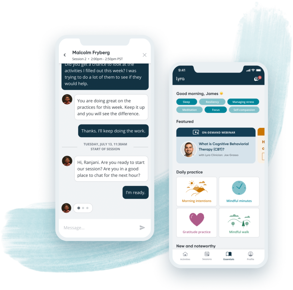 Lyra mobile chat and homepage.