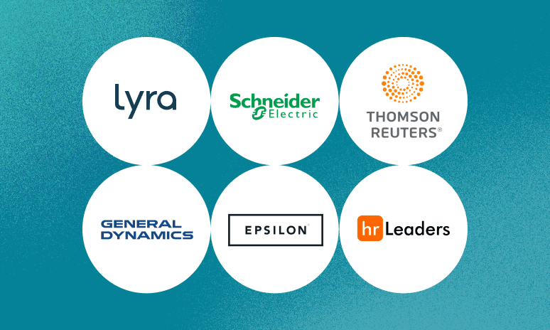 Lyra Health, Epsilon, Schneider Electric, Thomson Reuters, and HR Leaders logos