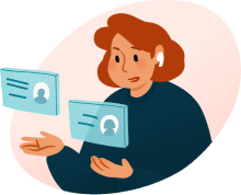 Illustration of woman reviewing workforce mental health engagement