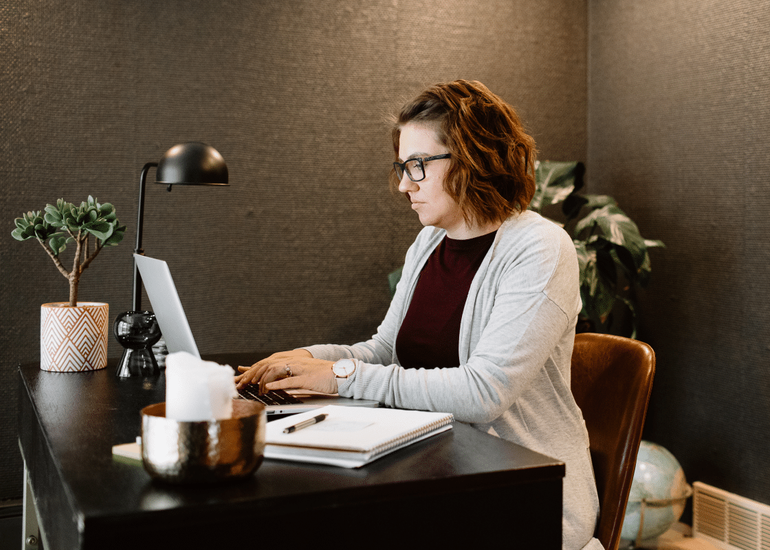 Female provider on laptop for video session