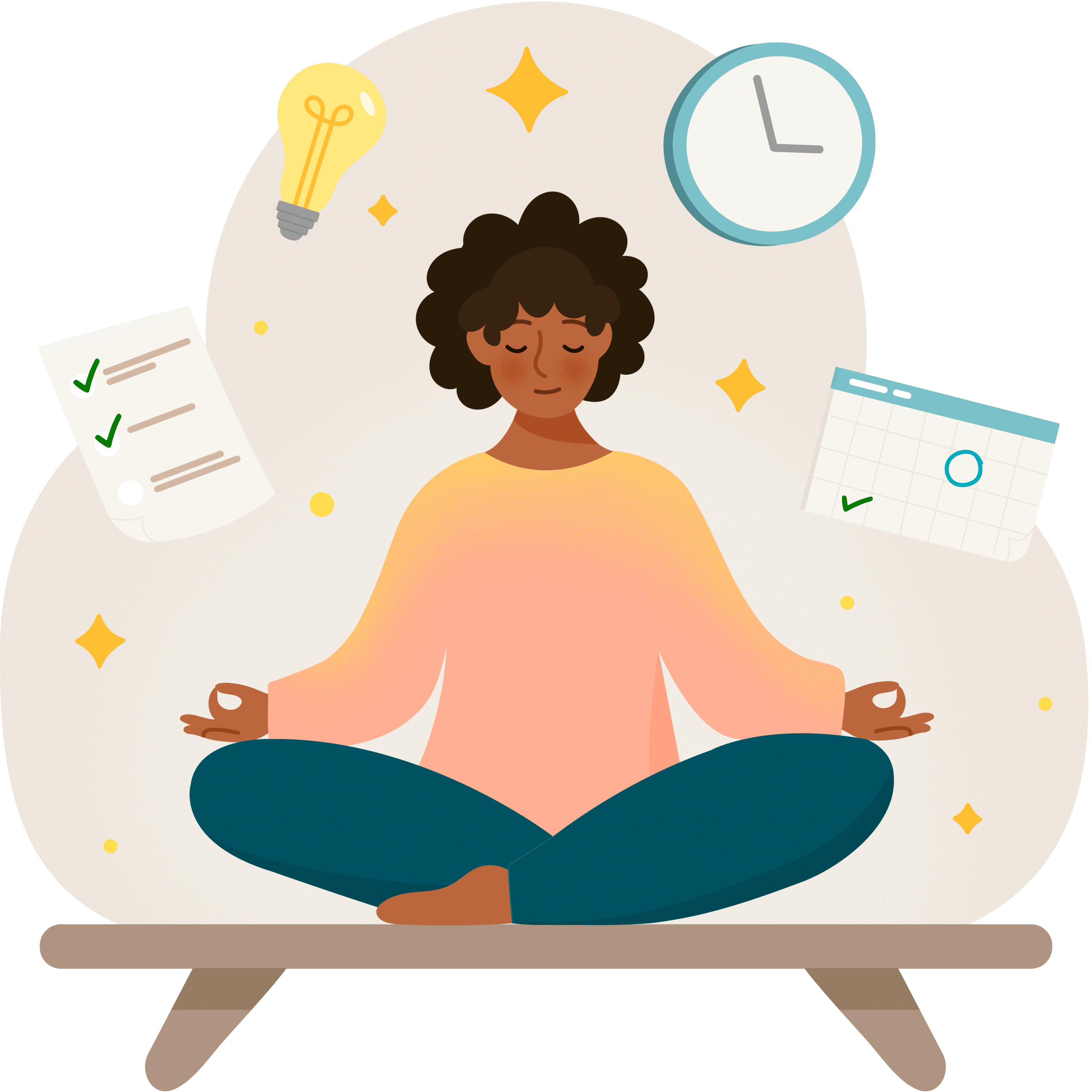 Illustration of woman meditating for workplace wellness
