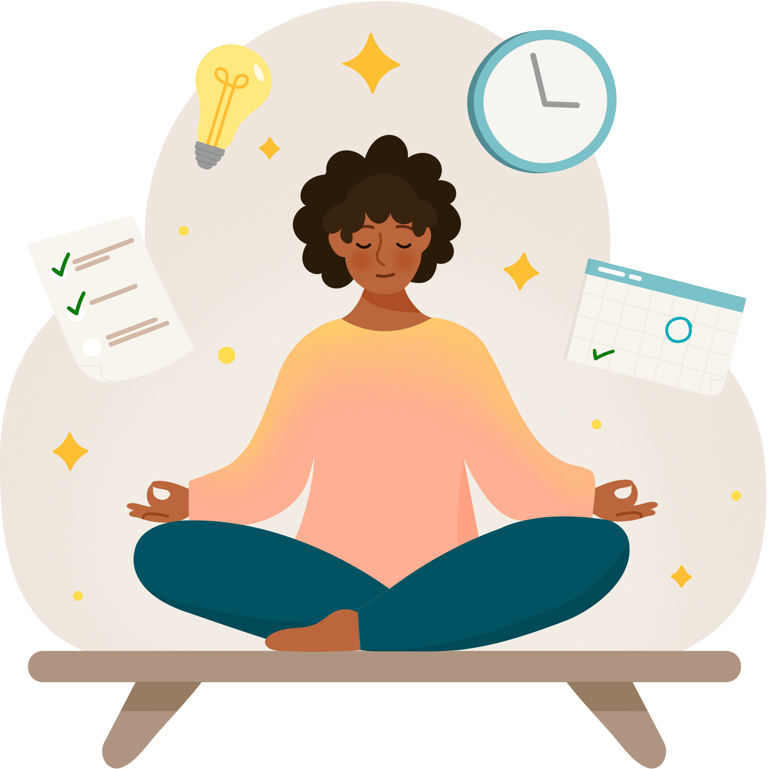 Illustration of woman meditating for workplace wellness