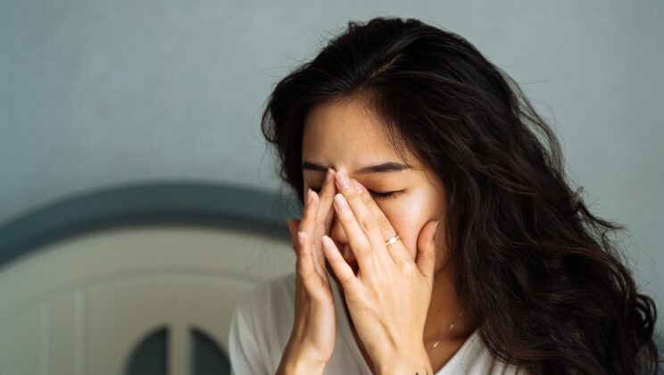 stock image of stressed woman