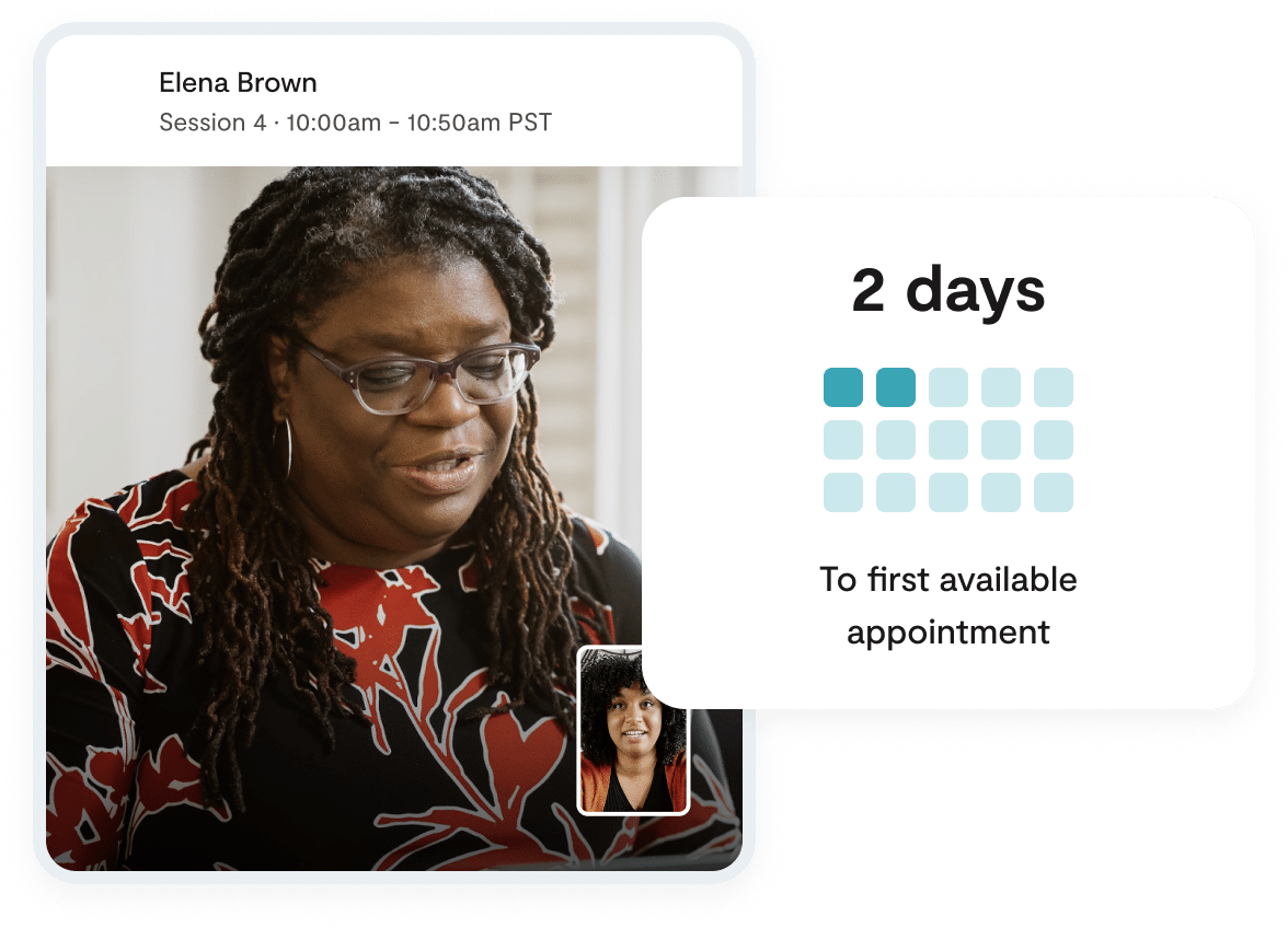 Screenshot from Lyra platform showing a therapist video calling with member