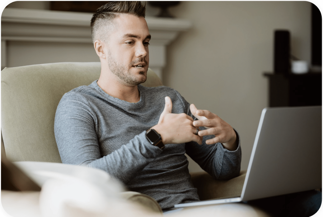 Man video chatting on a computer
