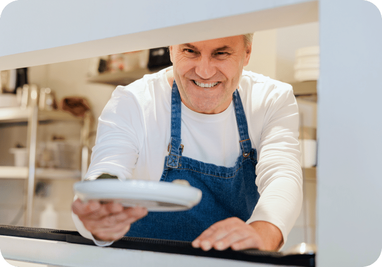 man with a plate in his hand