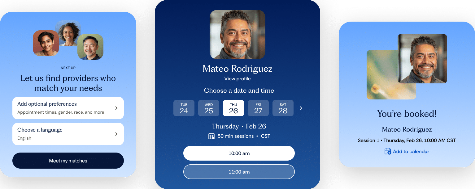 screenshot of Lyra platform showing fast access to care