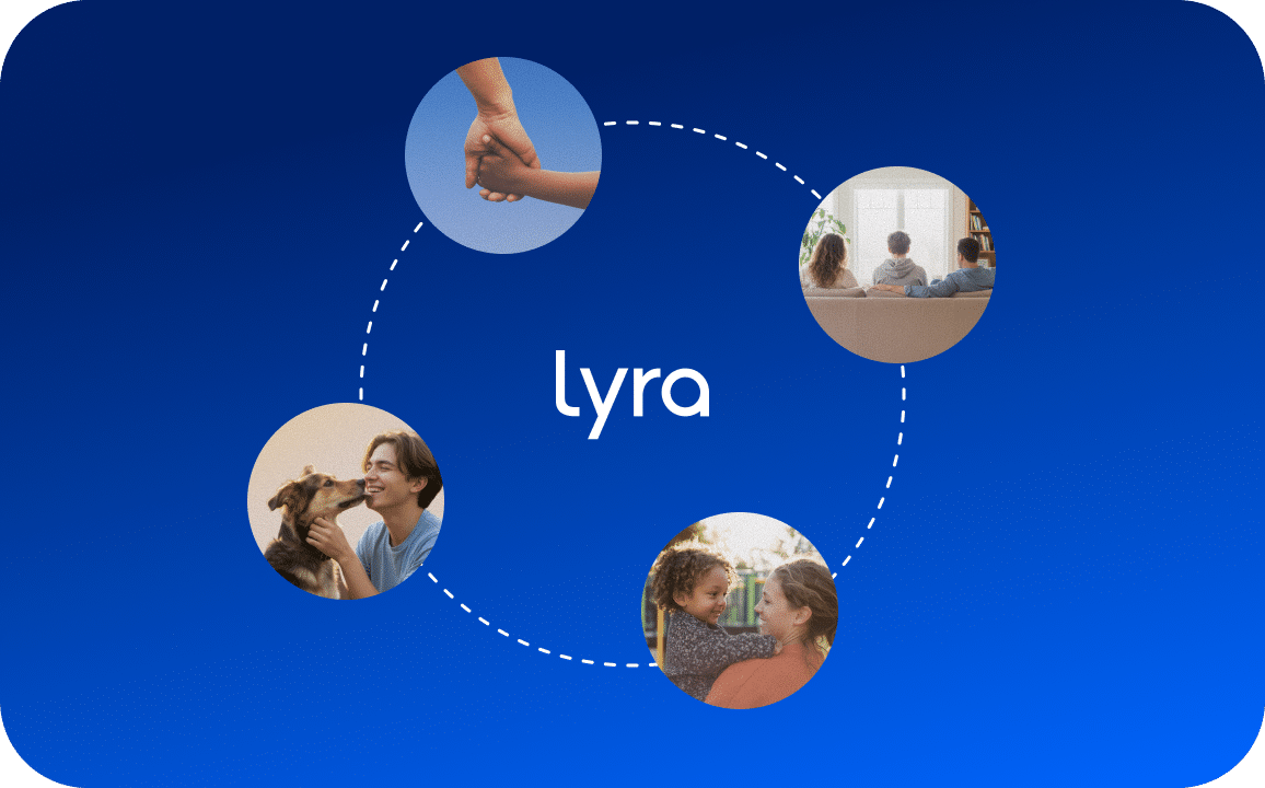 Lyra logo surrounded by life moments