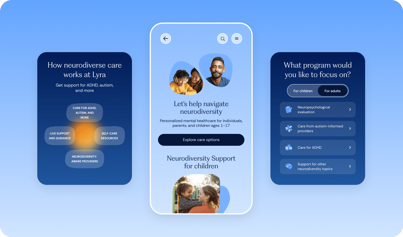 Neurodiversity app screens