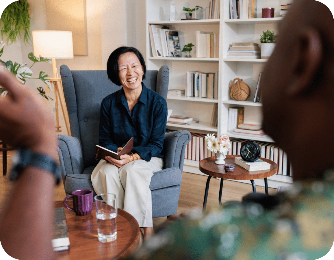 therapist talking to patient