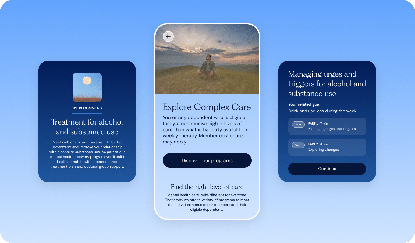Complex Care app screens