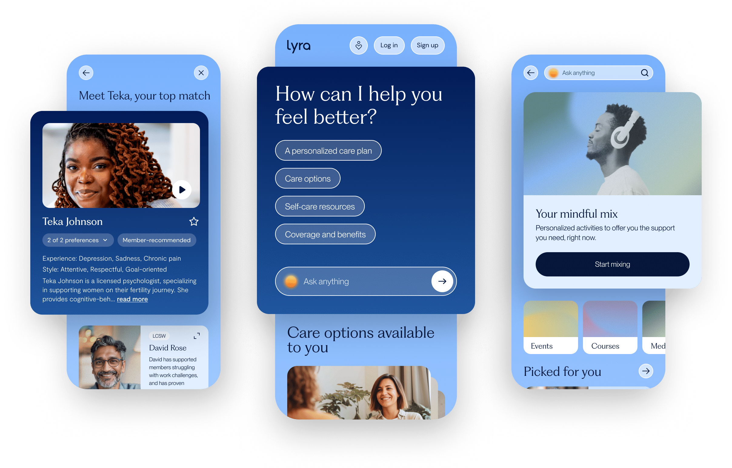 lyra product app screens