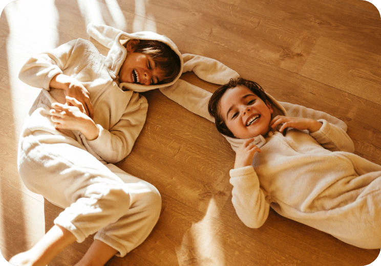 two children laughing