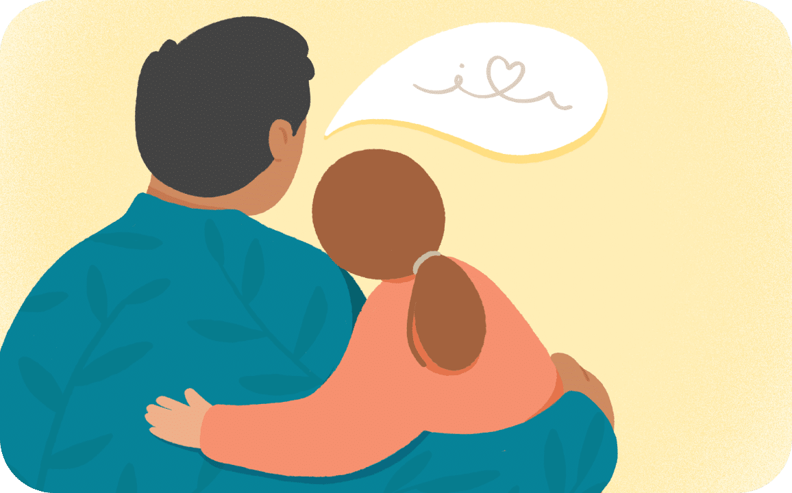 illustration of a father with his daughter