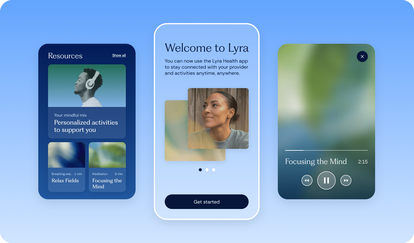 screenshot of the self care in Lyra platform